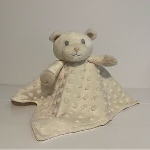 Dollar Store Teddy Lovey White Tan Plush Security Blanket Baby Cuddle Toy Minky